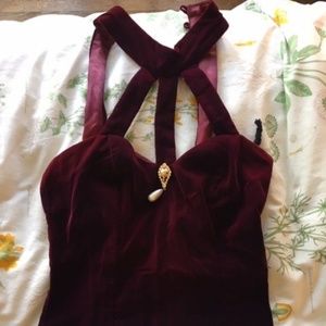 Vintage Velvet Floor-Length Pencil Dress